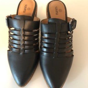 Susina Sondra-Lea Black Leather Mules